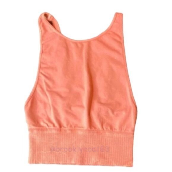 Free People Good Karma High Neck Crop Top Autumn Leaves Orange XS S - Picture 3 of 6